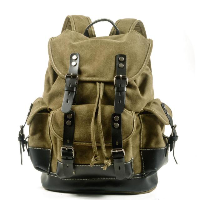 Vintage Canvas Leather Waterproof Backpack