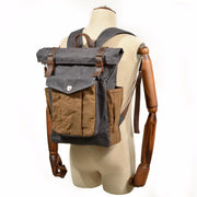 Vintage Oil Waxed Canvas Leather Backpack