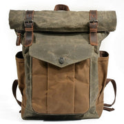 Vintage Oil Waxed Canvas Leather Backpack