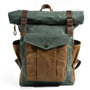 Vintage Oil Waxed Canvas Leather Backpack